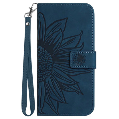 HT04 For Oppo A60 4G Case Sunflower Leather Wallet Phone Cover with Wrist Strap