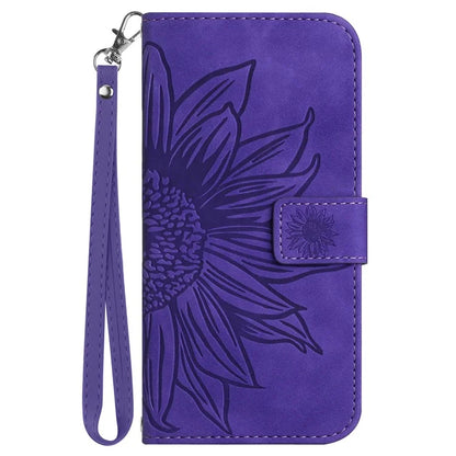 HT04 For Oppo A60 4G Case Sunflower Leather Wallet Phone Cover with Wrist Strap