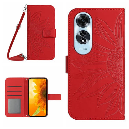 HT04 For Oppo A60 4G Crossbody Strap Case PU Leather Sunflowers Pattern Phone Cover