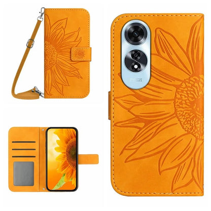 HT04 For Oppo A60 4G Crossbody Strap Case PU Leather Sunflowers Pattern Phone Cover
