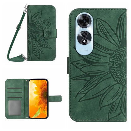 HT04 For Oppo A60 4G Crossbody Strap Case PU Leather Sunflowers Pattern Phone Cover