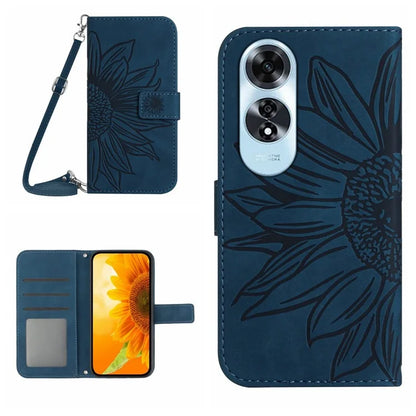 HT04 For Oppo A60 4G Crossbody Strap Case PU Leather Sunflowers Pattern Phone Cover