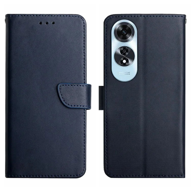 HT02 For Oppo A60 4G Case Nappa Textured Genuine Cow Leather+TPU Wallet Phone Cover