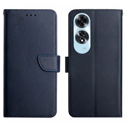 HT02 For Oppo A60 4G Case Nappa Textured Genuine Cow Leather+TPU Wallet Phone Cover
