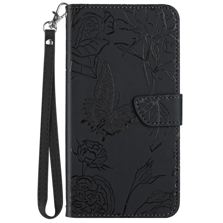 HT03 For Oppo A60 4G Case Butterfly Flower Leather Flip Phone Case with Hand Strap