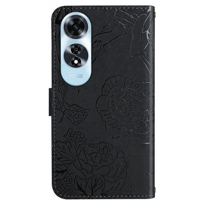 HT03 For Oppo A60 4G Case Butterfly Flower Leather Flip Phone Case with Hand Strap