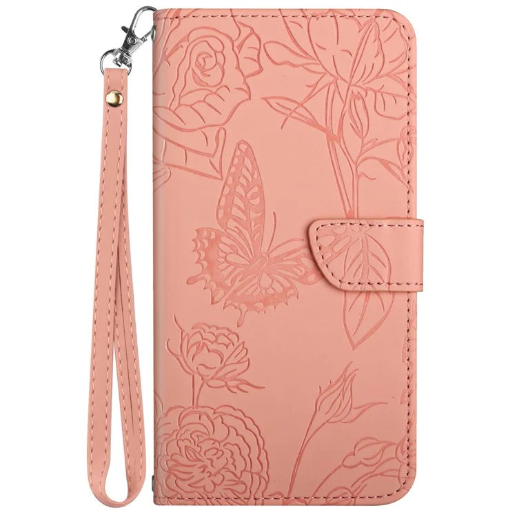 HT03 For Oppo A60 4G Case Butterfly Flower Leather Flip Phone Case with Hand Strap