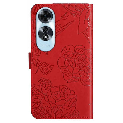 HT03 For Oppo A60 4G Case Butterfly Flower Leather Flip Phone Case with Hand Strap