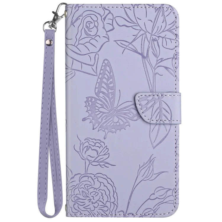 HT03 For Oppo A60 4G Case Butterfly Flower Leather Flip Phone Case with Hand Strap
