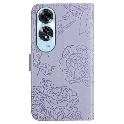 HT03 For Oppo A60 4G Case Butterfly Flower Leather Flip Phone Case with Hand Strap