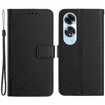 HT06 For Oppo A60 4G Case PU Leather Rhombus Pattern Stand Function Phone Cover