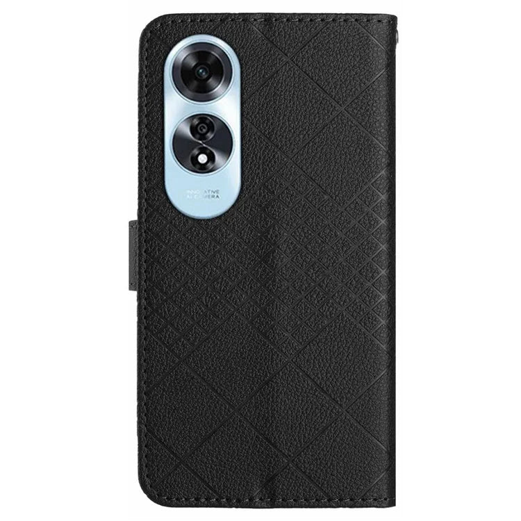 HT06 For Oppo A60 4G Case PU Leather Rhombus Pattern Stand Function Phone Cover