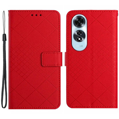 HT06 For Oppo A60 4G Case PU Leather Rhombus Pattern Stand Function Phone Cover