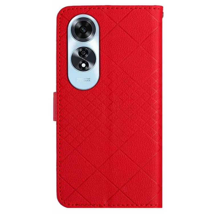 HT06 For Oppo A60 4G Case PU Leather Rhombus Pattern Stand Function Phone Cover