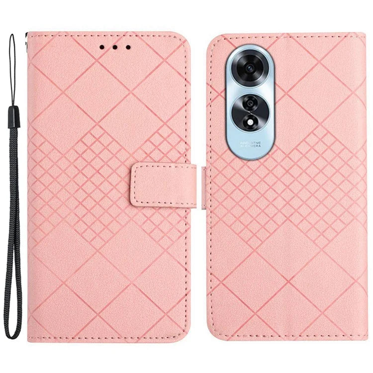 HT06 For Oppo A60 4G Case PU Leather Rhombus Pattern Stand Function Phone Cover