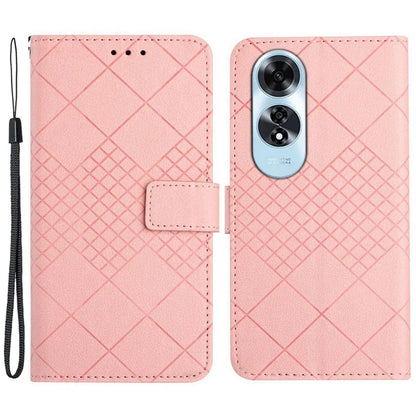 HT06 For Oppo A60 4G Case PU Leather Rhombus Pattern Stand Function Phone Cover