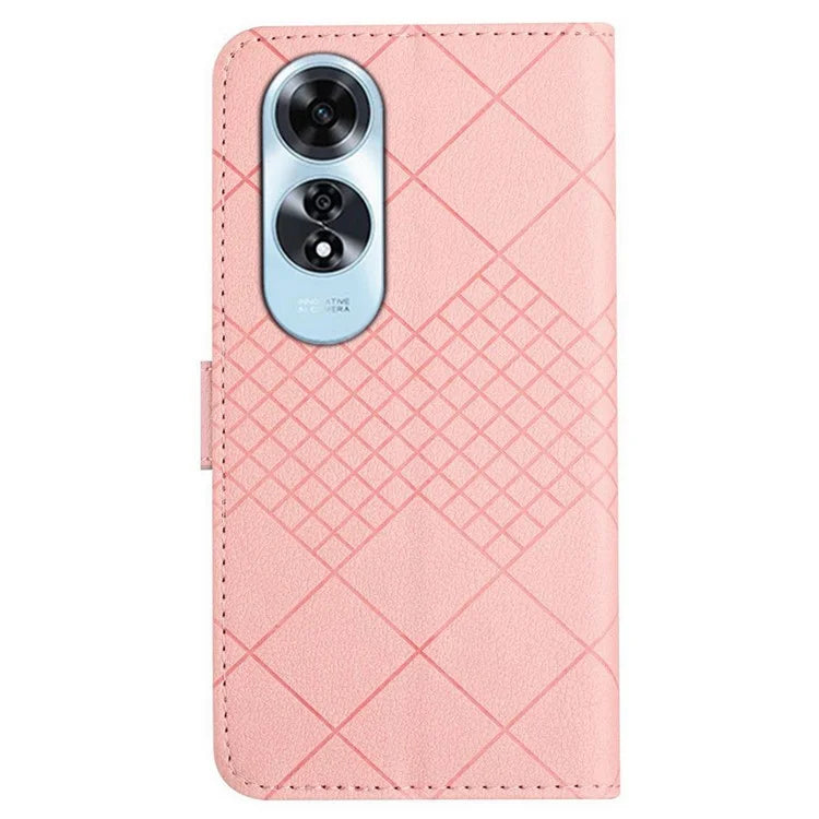 HT06 For Oppo A60 4G Case PU Leather Rhombus Pattern Stand Function Phone Cover