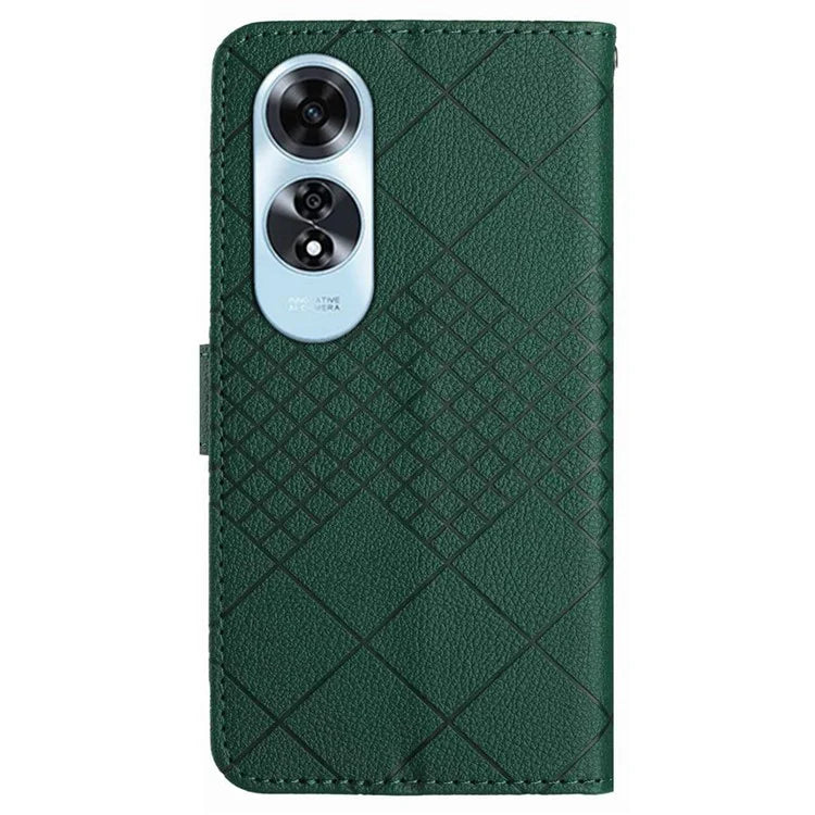 HT06 For Oppo A60 4G Case PU Leather Rhombus Pattern Stand Function Phone Cover