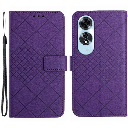 HT06 For Oppo A60 4G Case PU Leather Rhombus Pattern Stand Function Phone Cover