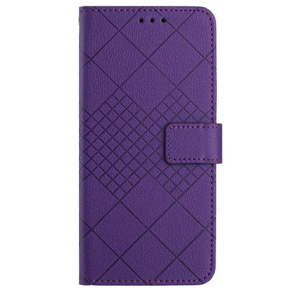 HT06 For Oppo A60 4G Case PU Leather Rhombus Pattern Stand Function Phone Cover