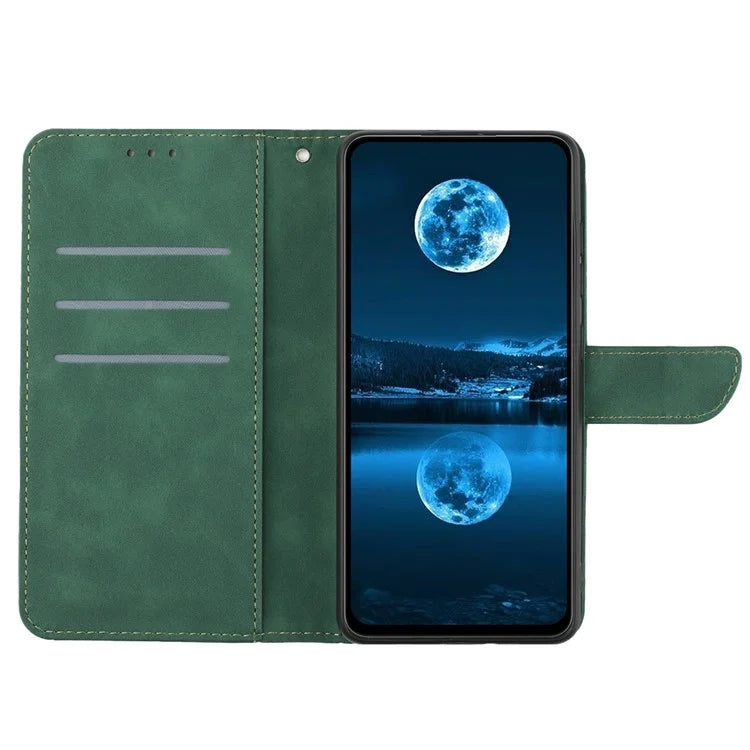 HT05 For Oppo A60 4G Case Leather Imprinted Lines Phone Cover with Card Holder