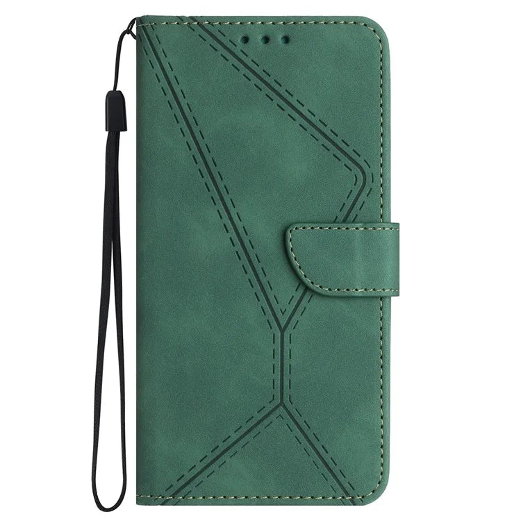 HT05 For Oppo A60 4G Case Leather Imprinted Lines Phone Cover with Card Holder