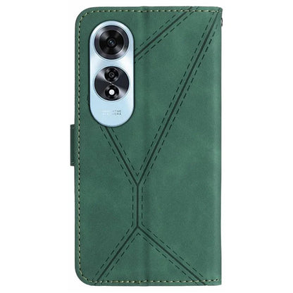 HT05 For Oppo A60 4G Case Leather Imprinted Lines Phone Cover with Card Holder