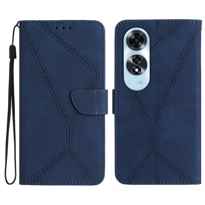 HT05 For Oppo A60 4G Case Leather Imprinted Lines Phone Cover with Card Holder