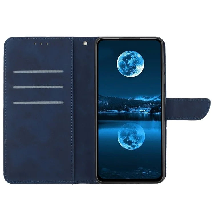 HT05 For Oppo A60 4G Case Leather Imprinted Lines Phone Cover with Card Holder