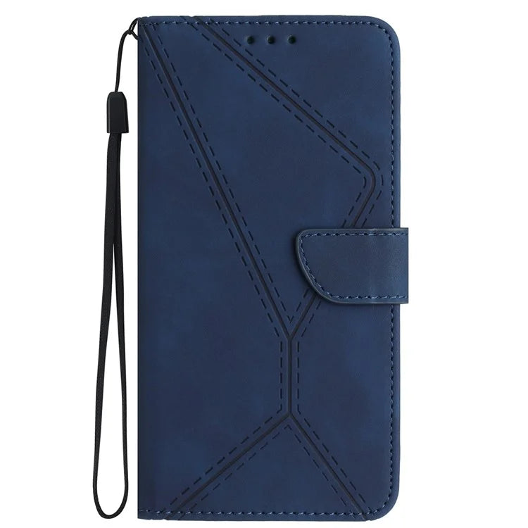 HT05 For Oppo A60 4G Case Leather Imprinted Lines Phone Cover with Card Holder