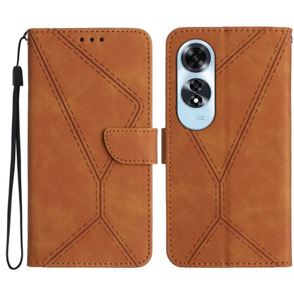 HT05 For Oppo A60 4G Case Leather Imprinted Lines Phone Cover with Card Holder