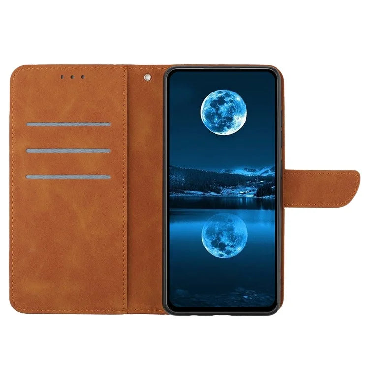 HT05 For Oppo A60 4G Case Leather Imprinted Lines Phone Cover with Card Holder