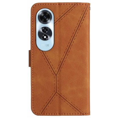HT05 For Oppo A60 4G Case Leather Imprinted Lines Phone Cover with Card Holder