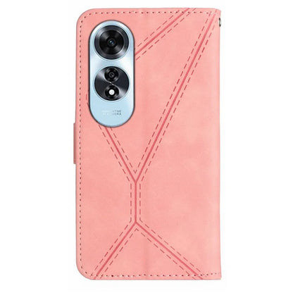 HT05 For Oppo A60 4G Case Leather Imprinted Lines Phone Cover with Card Holder