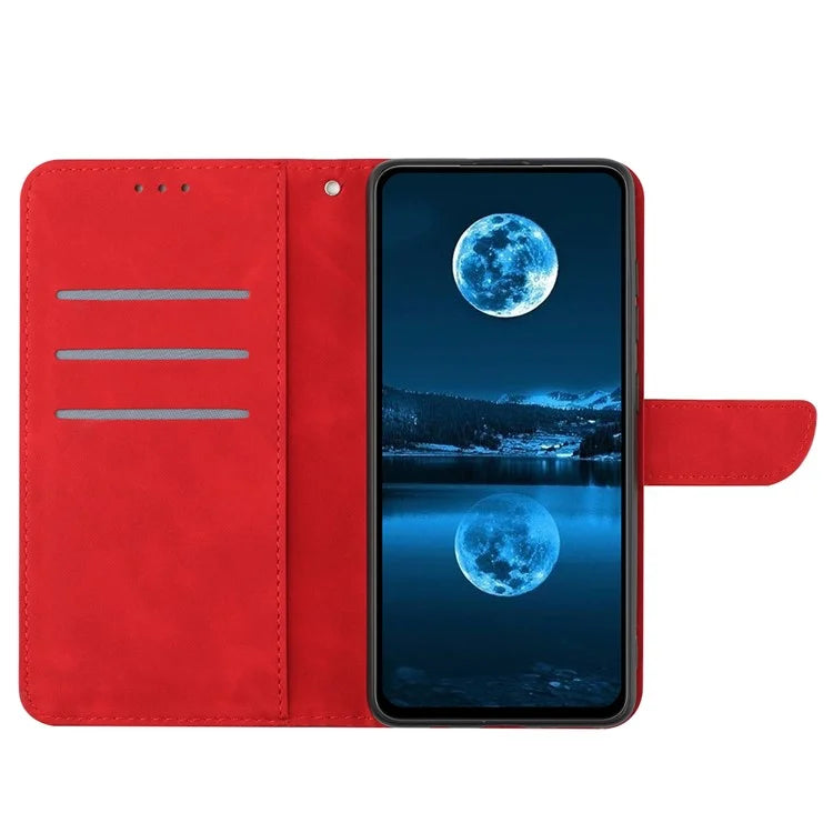 HT05 For Oppo A60 4G Case Leather Imprinted Lines Phone Cover with Card Holder