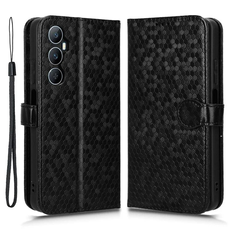 For Realme C65 4G Magnetic Case Dots Imprinted Bump Proof Phone With Stand Cover