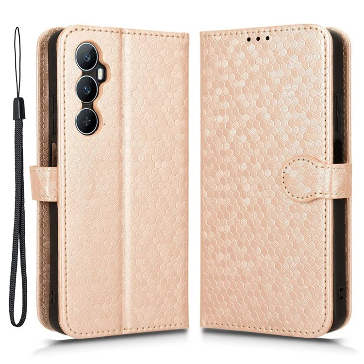 For Realme C65 4G Magnetic Case Dots Imprinted Bump Proof Phone With Stand Cover