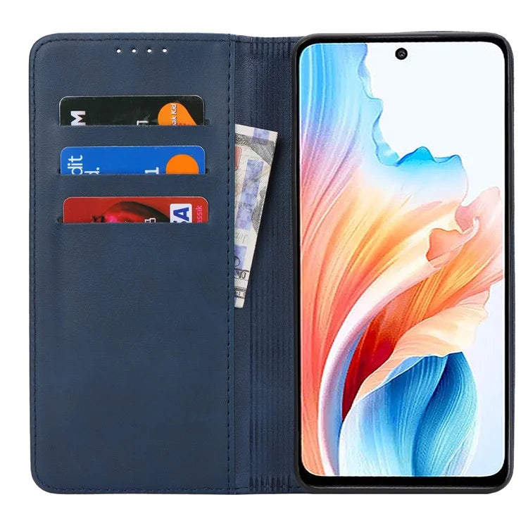 For Oppo A79 5G / A2 5G Case PU Leather Magnetic Closure Protective Phone Cover