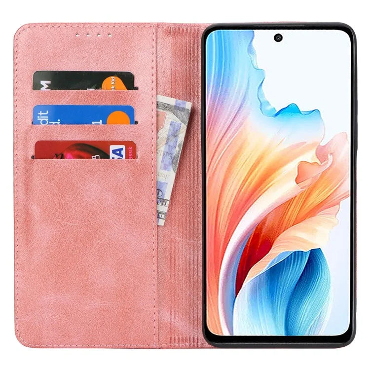 For Oppo A79 5G / A2 5G Case PU Leather Magnetic Closure Protective Phone Cover