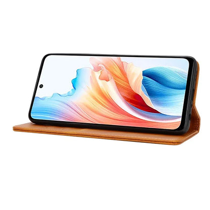 For Oppo A79 5G / A2 5G Case PU Leather Magnetic Closure Protective Phone Cover