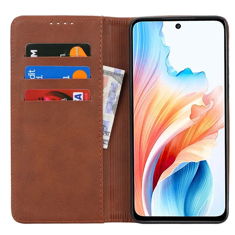 For Oppo A79 5G / A2 5G Case PU Leather Magnetic Closure Protective Phone Cover