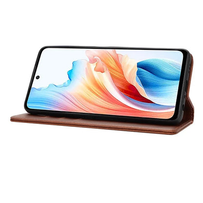 For Oppo A79 5G / A2 5G Case PU Leather Magnetic Closure Protective Phone Cover