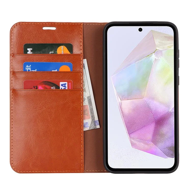 For Samsung Galaxy A35 5G Case Crazy Horse Texture Split Leather Stand Phone Cover