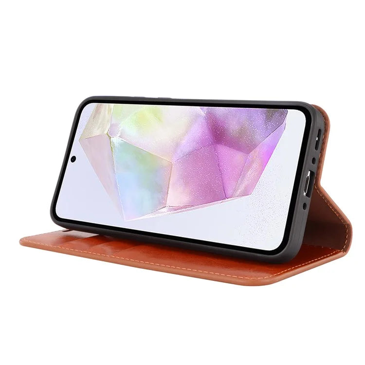 For Samsung Galaxy A35 5G Case Crazy Horse Texture Split Leather Stand Phone Cover