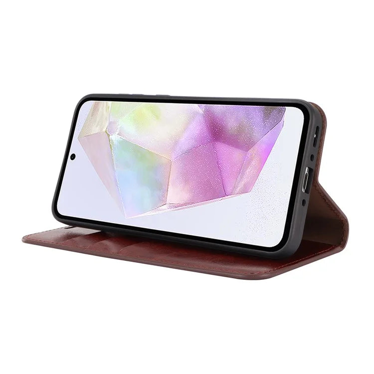 For Samsung Galaxy A35 5G Case Crazy Horse Texture Split Leather Stand Phone Cover