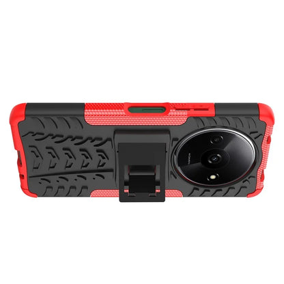 For Xiaomi Redmi A3 / Poco C61 4G Kickstand Case PC+TPU Tyre Pattern Slim Phone Cover