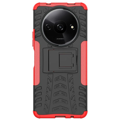 For Xiaomi Redmi A3 / Poco C61 4G Kickstand Case PC+TPU Tyre Pattern Slim Phone Cover