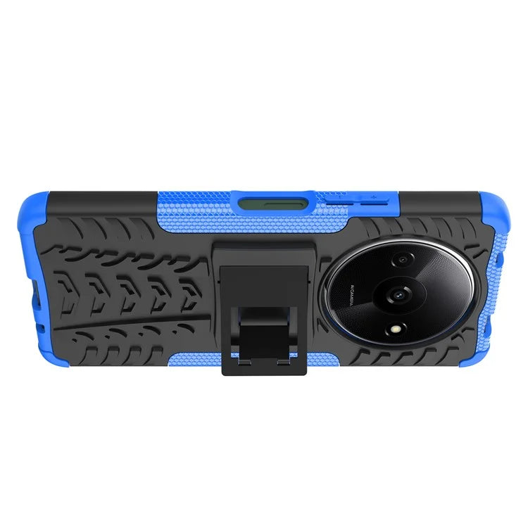 For Xiaomi Redmi A3 / Poco C61 4G Kickstand Case PC+TPU Tyre Pattern Slim Phone Cover