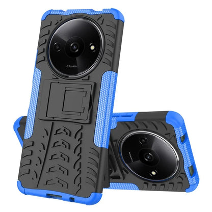 For Xiaomi Redmi A3 / Poco C61 4G Kickstand Case PC+TPU Tyre Pattern Slim Phone Cover