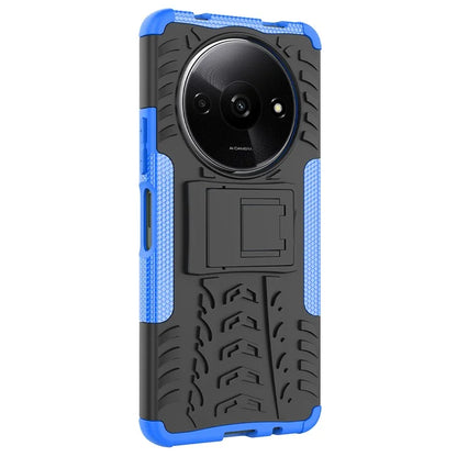 For Xiaomi Redmi A3 / Poco C61 4G Kickstand Case PC+TPU Tyre Pattern Slim Phone Cover